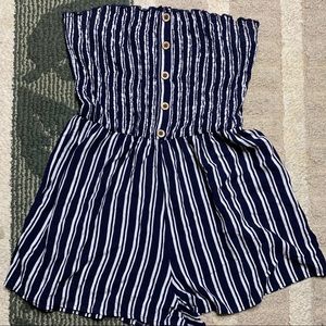 SOLD Blue white striped romper